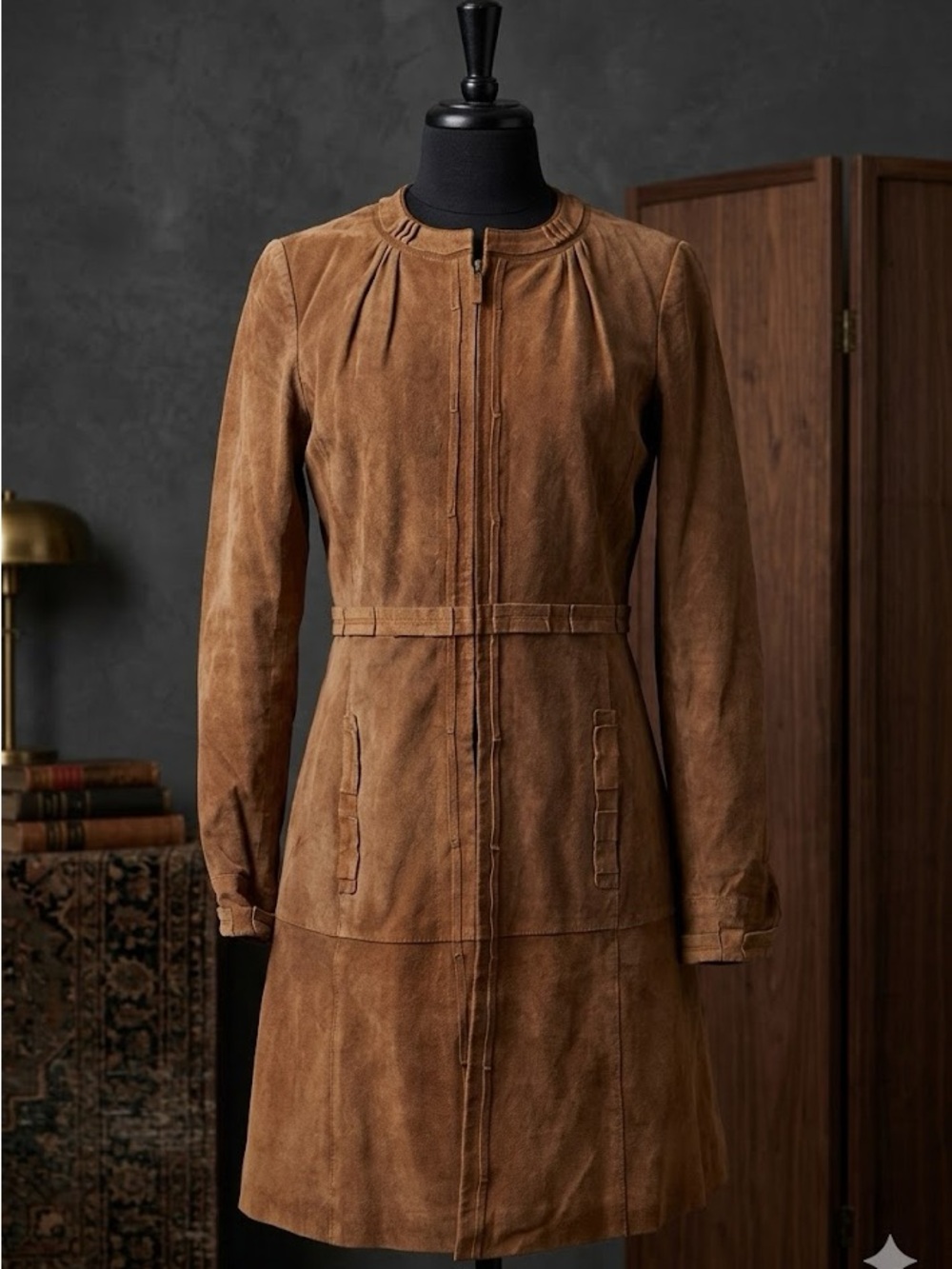Women's Vintage Suede Long Coat Size Medium